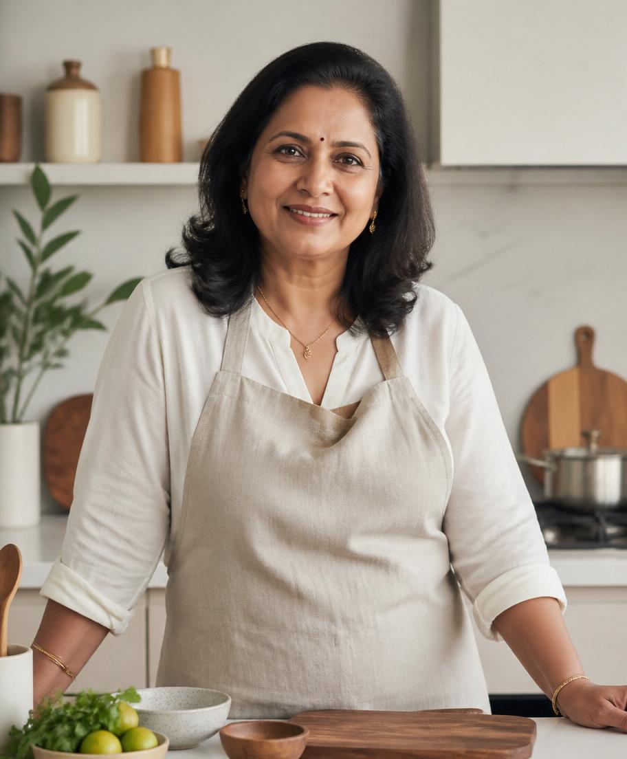 Portrait of the founder in the kitchen.
